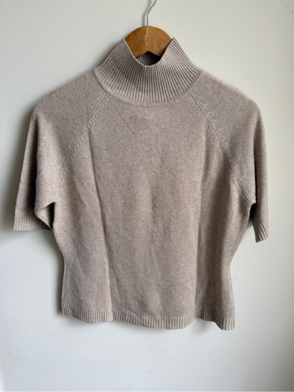 Preview Collection Silk Cashmere Mock Neck Short Sleeve Lightweight Sweater M